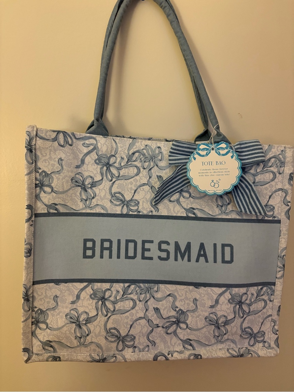 Bridesmaid Floral Tote Bag in Light Blue